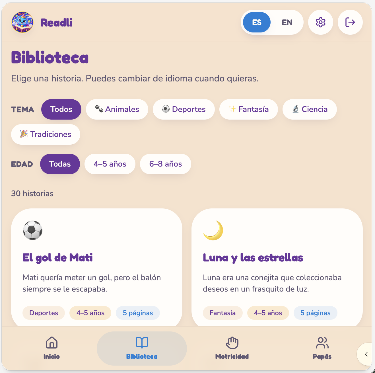 Readli — biblioteca de historias