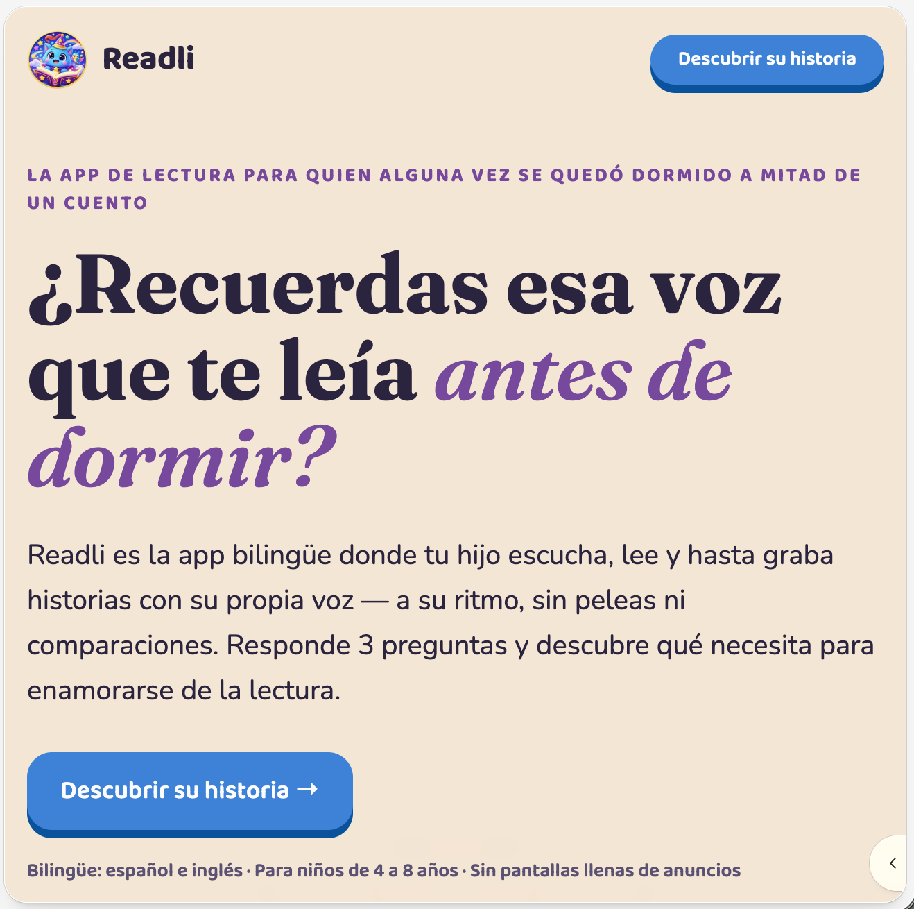 Readli — landing y quiz de ventas