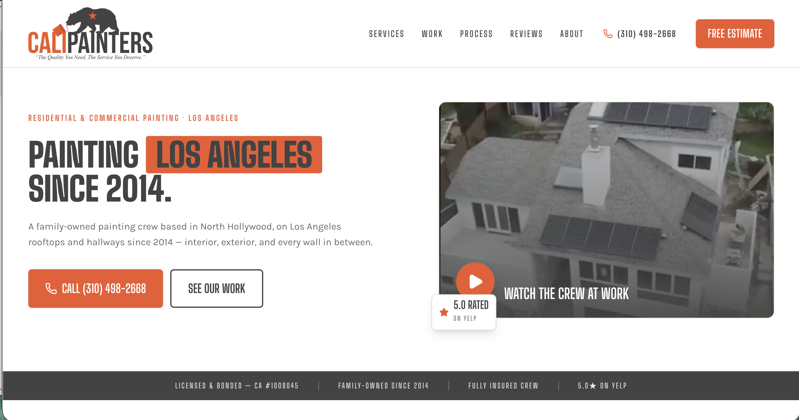 Cali Painters — hero con video del equipo trabajando